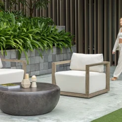 Remsen Outdoor Lounge Chair In Brown