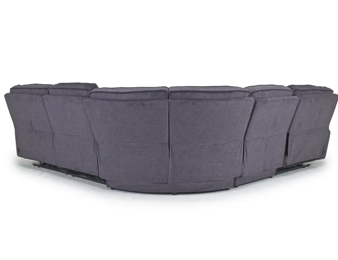 Retreat 5 Piece Power Sectional W/ Power Armless Recliner In Cognac Leather