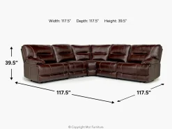 Retreat 5 Piece Power Sectional W/ Power Armless Recliner In Cognac Leather