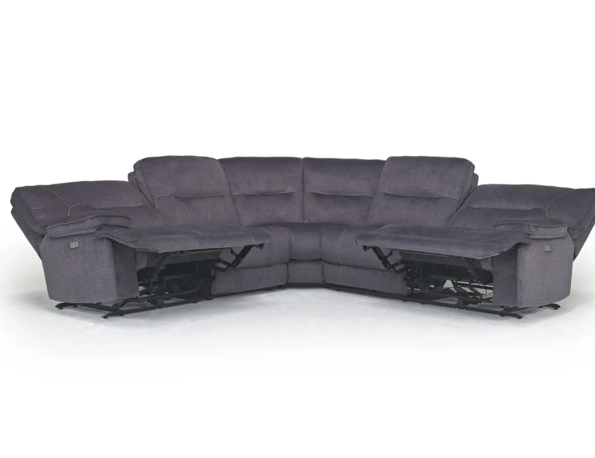 Retreat 5 Piece Power Sectional W/ Power Armless Recliner In Cognac Leather