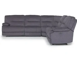 Retreat 5 Piece Power Sectional W/ Power Armless Recliner In Cognac Leather