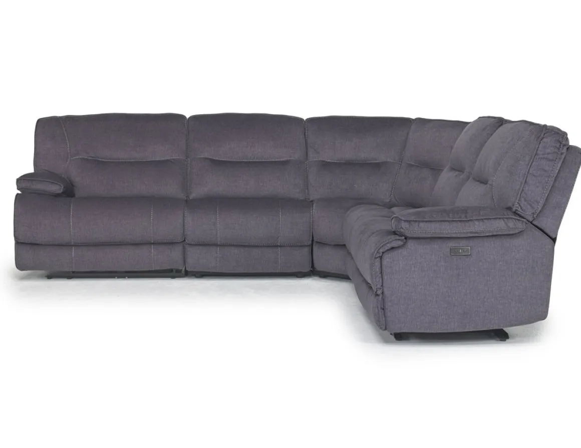 Retreat 5 Piece Power Sectional W/ Power Armless Recliner In Cognac Leather