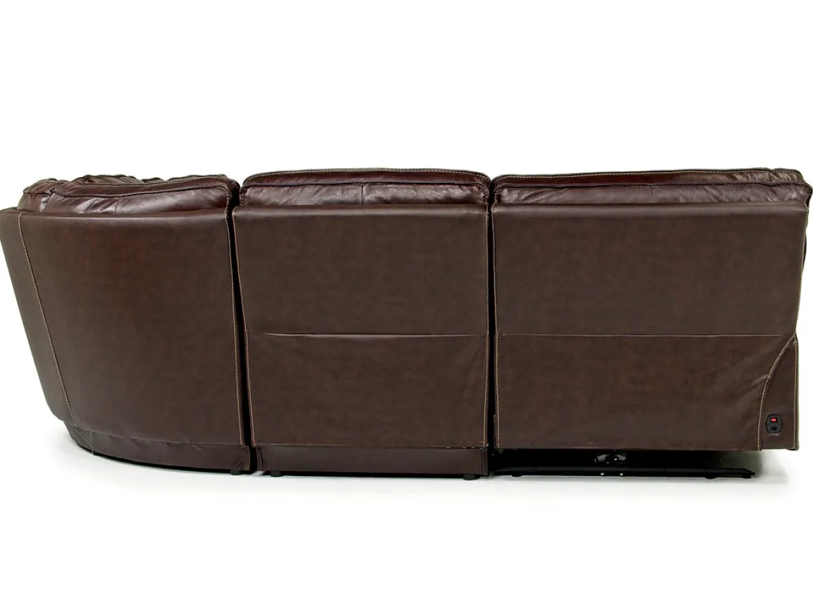 Retreat 5 Piece Power Sectional W/ Power Armless Recliner In Cognac Leather
