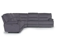 Retreat 5 Piece Power Sectional W/ Power Armless Recliner In Cognac Leather