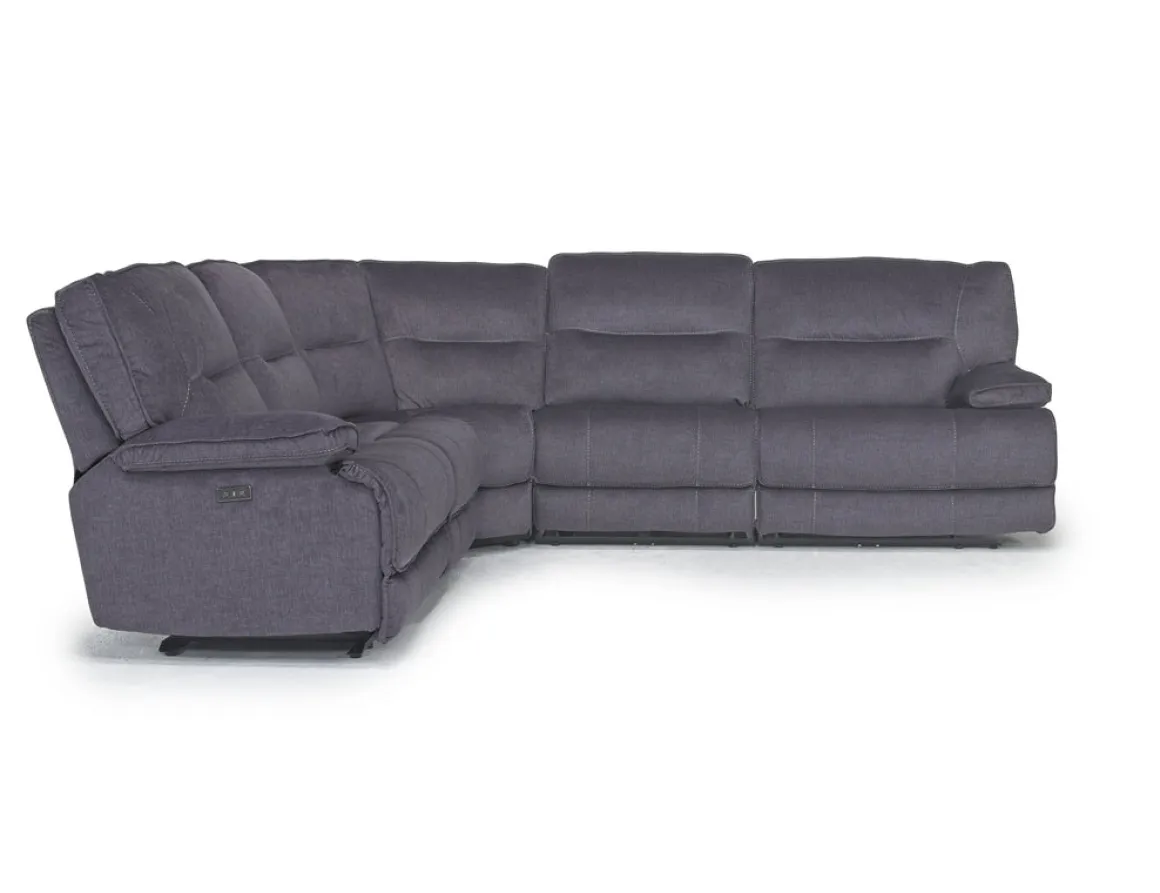 Retreat 5 Piece Power Sectional W/ Power Armless Recliner In Cognac Leather