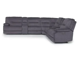 Retreat 7 Piece Power Sectional In Cognac Leather