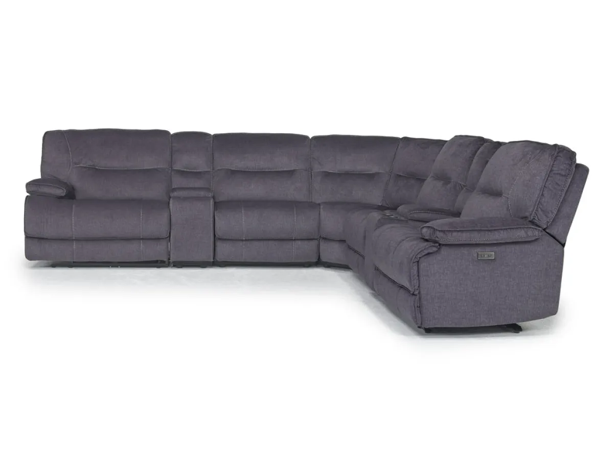 Retreat 7 Piece Power Sectional In Cognac Leather