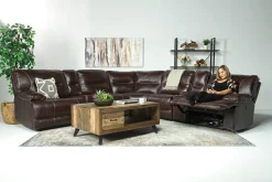 Retreat 7 Piece Power Sectional W/ Power Armless Recliner In Charcoal