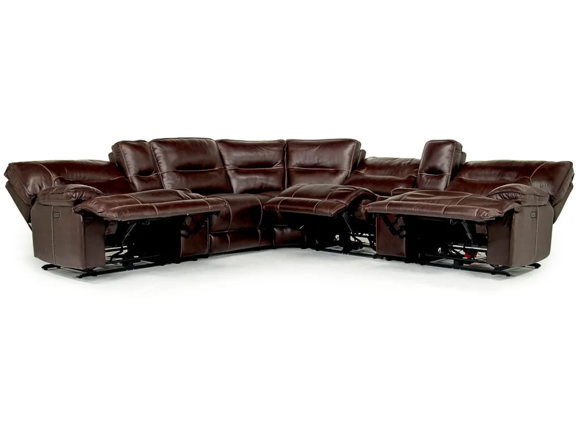 Retreat 7 Piece Power Sectional W/ Power Armless Recliner In Charcoal