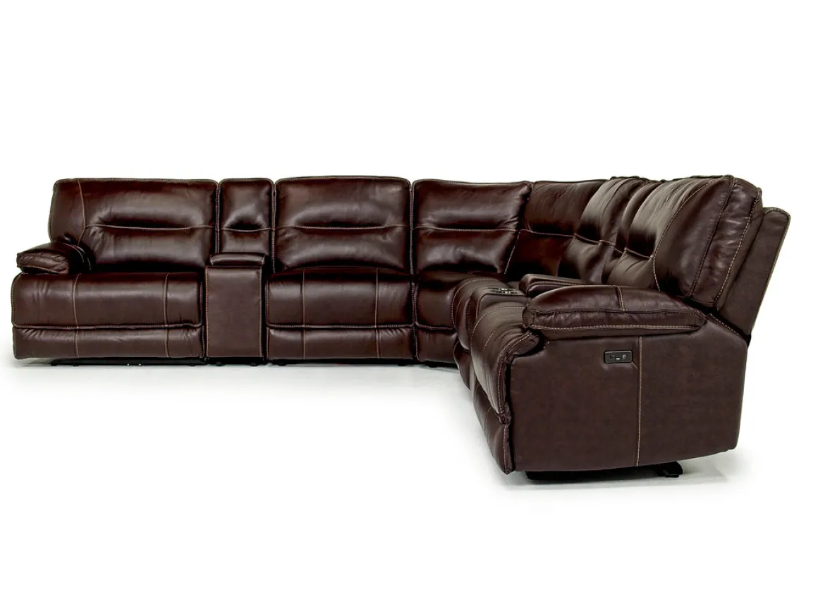 Retreat 7 Piece Power Sectional W/ Power Armless Recliner In Charcoal