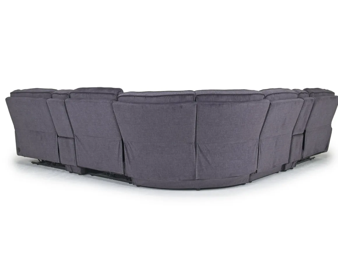 Retreat 7 Piece Power Sectional W/ Power Armless Recliner In Charcoal