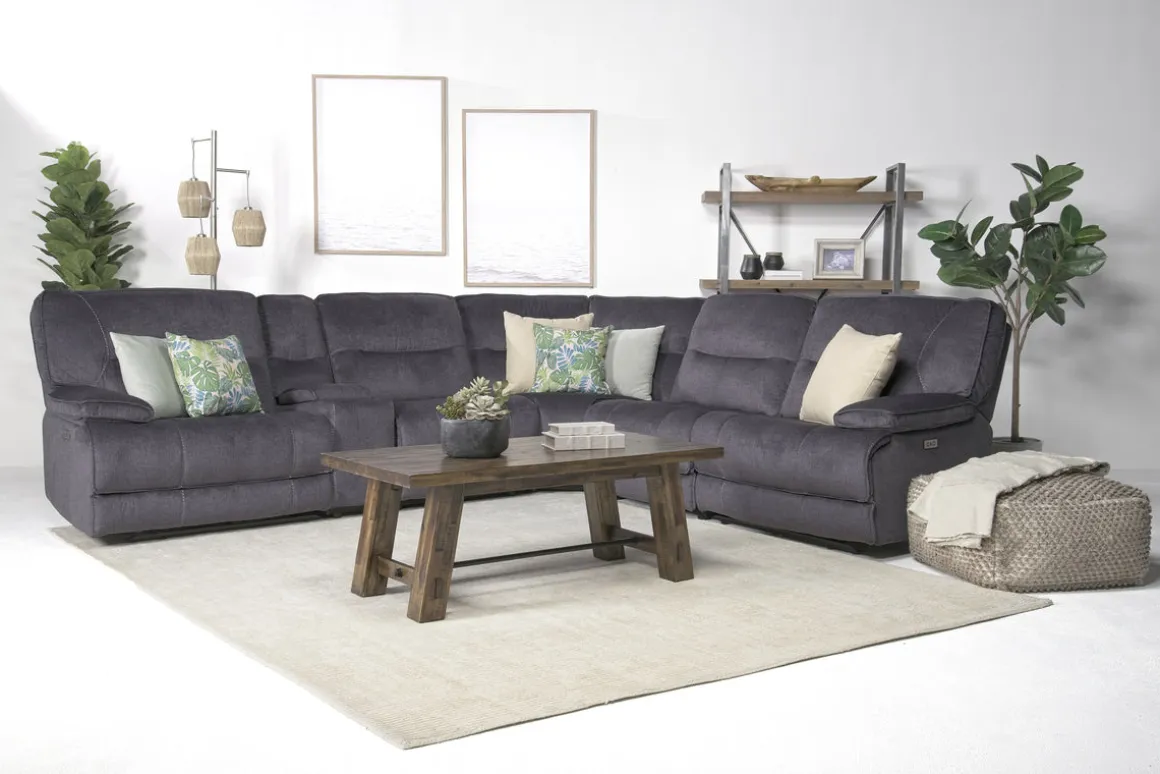 Retreat 6 Piece Power Sectional In Cognac Leather