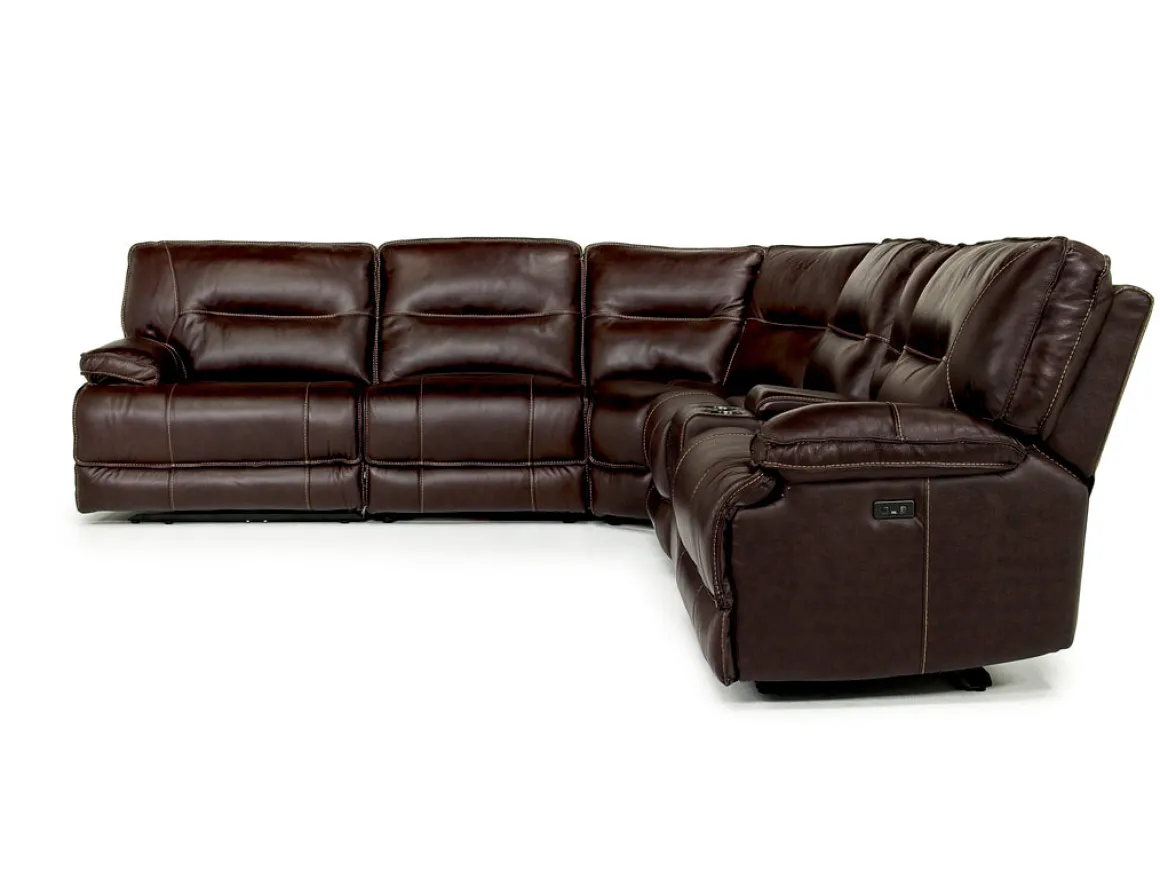 Retreat 6 Piece Power Sectional In Cognac Leather