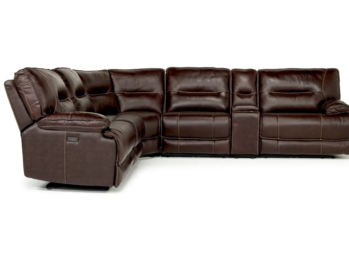 Retreat 6 Piece Power Sectional In Cognac Leather