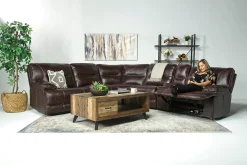Retreat 6 Piece Power Sectional In Cognac Leather