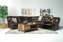 Retreat 6 Piece Power Sectional W/ Power Armless Recliner In Cognac Leather