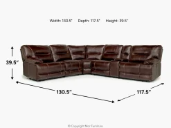 Retreat 6 Piece Power Sectional W/ Power Armless Recliner In Cognac Leather