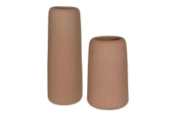 Ridge Vase In Brown, Set Of 2