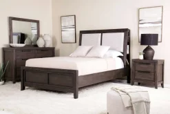 Riley Bookcase Bed, Dresser, Mirror & Nightstand In Carbonite, Ca King