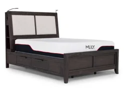 Riley Bookcase Bed, Dresser, Mirror & Nightstand In Carbonite, Ca King