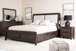 Riley Bookcase Bed, Dresser, Mirror & Nightstand In Carbonite, Ca King