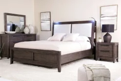 Riley Bookcase Bed, Dresser, Mirror & Nightstand In Carbonite, Ca King