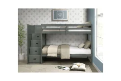 Sami Bunk Bed W/ Storage Steps In Espresso, Twin/Twin, Right Facing