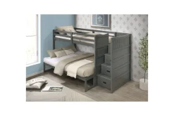 Sami Bunk Bed W/ Storage Steps In Espresso, Twin/Twin, Right Facing
