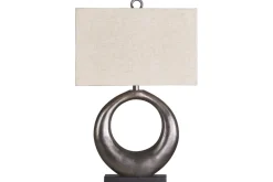 Saria Metal Table Lamp In Antique Silver Finish