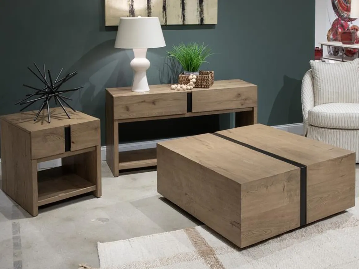 Sawyer Rectangle Sofa Table In Rustic Caramel