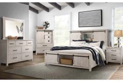 Scott Storage Bed, Dresser, Mirror & Nightstand In Walnut, Queen