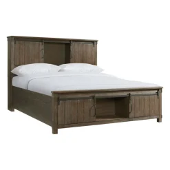 Scott Storage Bed, Dresser, Mirror & Nightstand In Walnut, Queen
