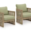 Serena Shores Outdoor Lounge Chair In Beige/Green, Set Of 2