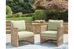 Serena Shores Outdoor Lounge Chair In Beige/Green, Set Of 2