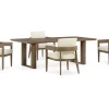 Serene Bay Outdoor Dining Table & 4 Arm Chairs In Dark Brown