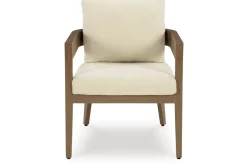 Serene Bay Outdoor Dining Table & 6 Arm Chairs In Dark Brown