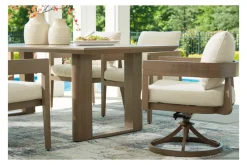 Serene Bay Outdoor Dining Table & 6 Arm Chairs In Dark Brown