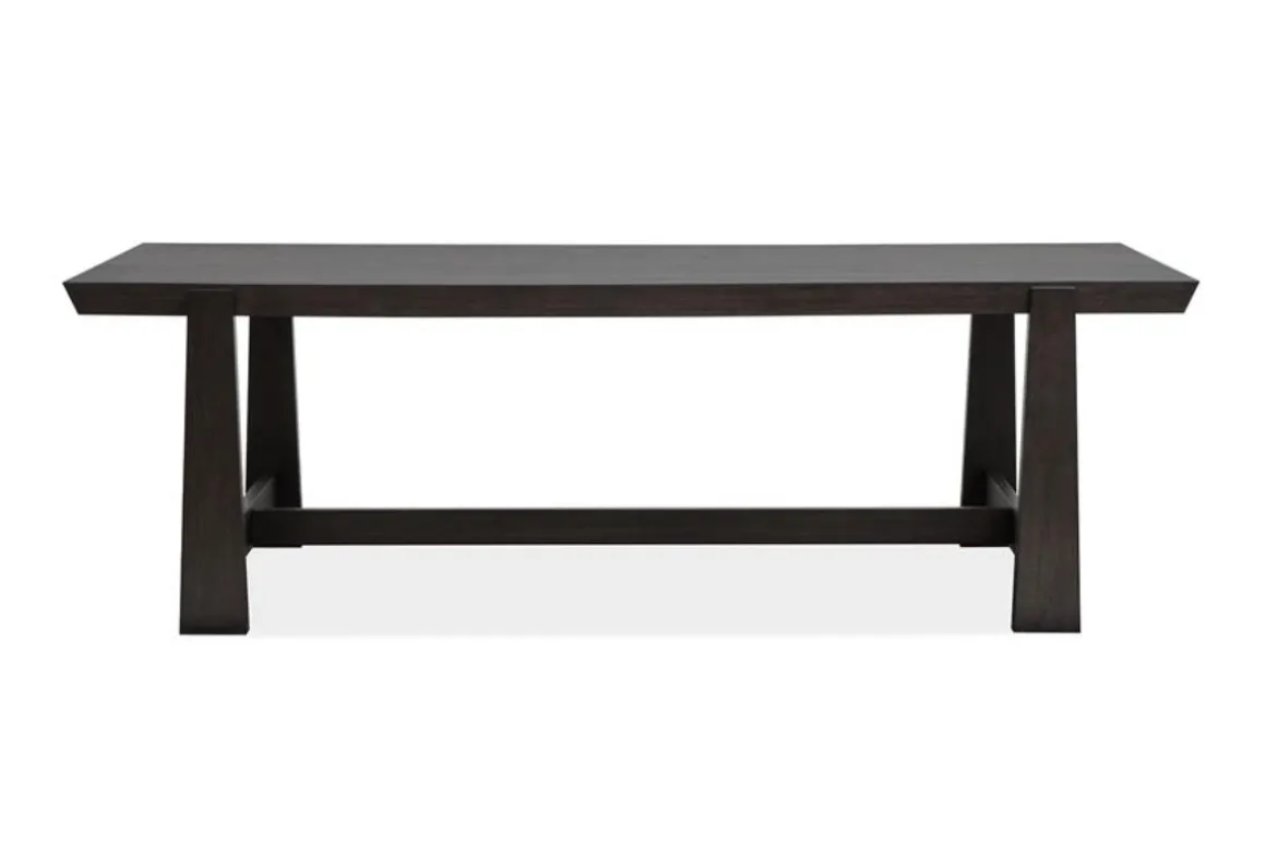 Shelby Trestle Dining Table & 4 Wood Back Chairs In Coffee Bean