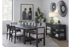 Shelby Trestle Dining Table, 4 Wood Back Chairs & 2 Upholstered Chairs In Coffee Bean