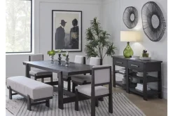 Shelby Trestle Dining Table, 4 Wood Back Chairs & Bench In Coffee Bean