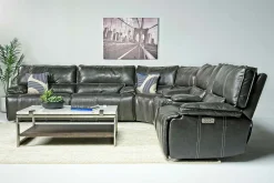 Sofia 3 Piece 3 Power Sectional In Brown Leather