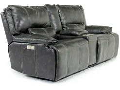 Sofia 3 Power Console Loveseat In Brown Leather