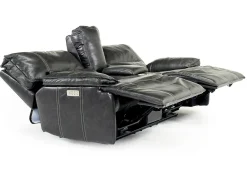 Sofia 3 Power Console Loveseat In Brown Leather