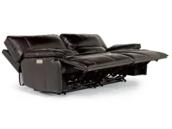Sofia 3 Power Sofa In Brown Leather