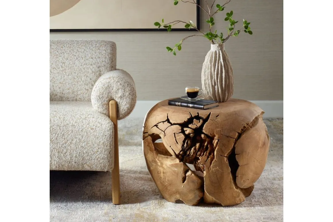 Sola Outdoor Round End Table In Natural