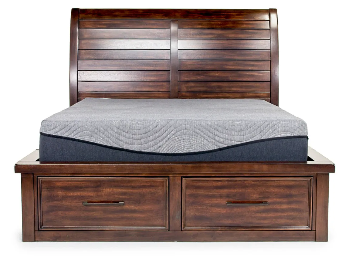 Sonora Sleigh Bed W/ Storage In Brown, Queen