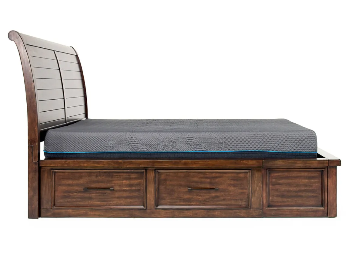 Sonora Sleigh Bed W/ Storage In Brown, Queen