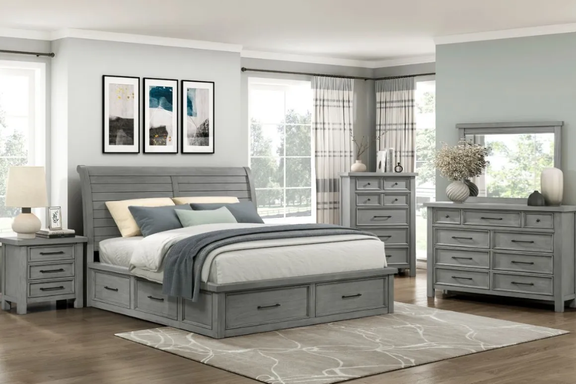 Sonora Sleigh Bed W/ Storage In Brown, Queen