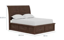 Sonora Sleigh Bed W/ Storage In Brown, Queen
