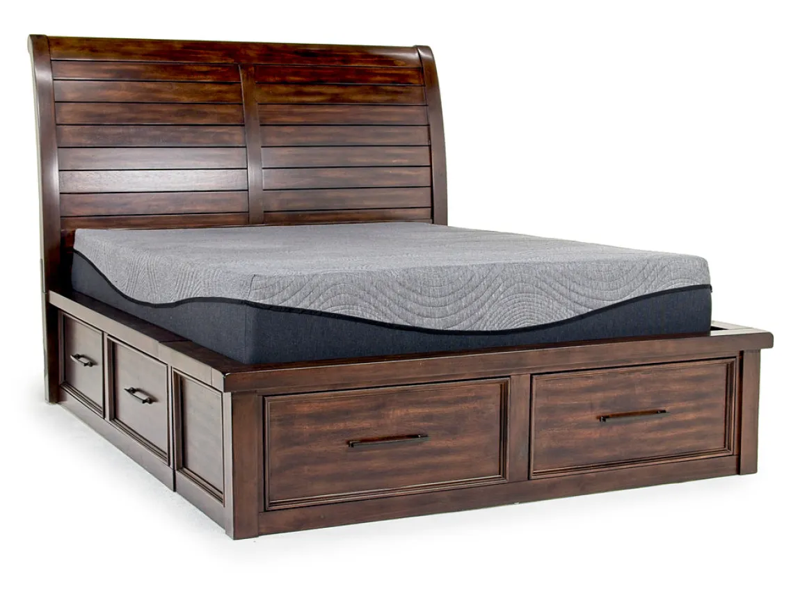 Sonora Sleigh Bed W/ Storage In Brown, Queen